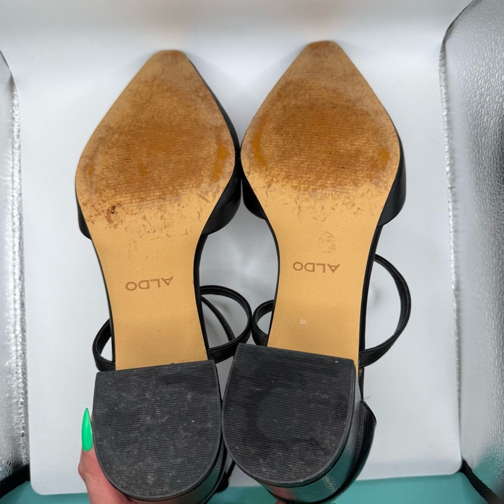 Aldo Black Elegant Heels Ankle Straps Women’s 10 - Picture 9 of 11
